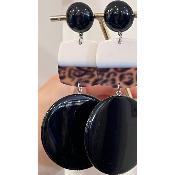 Boucles Oreilles acétate noir léopard