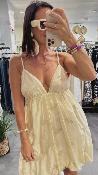 Robe courte ballon écru KXAB0390 KKS
