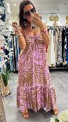 Robe longue lilas et marron M2387A MR