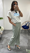 Pantalon fluide vert tilleul PICASSO G&M