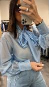 Blouse bleu ciel lavallière KXCM0267 KKS