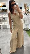Combinaison beige clair sans manches 053-244001