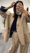 Veste Blazer oversize beige à carreaux JQ44KEI IMPERIAL