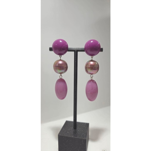 Boucles Oreilles perle violet