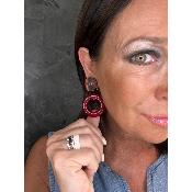 Boucles Oreilles donut rouge transparent 