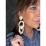 Boucles Oreilles Oriane acéate ivoire et doré