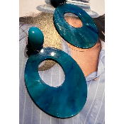 Boucles Oreilles clips bleu Ida