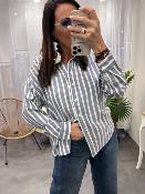 Chemise lignes tennis bleu blanc CLARA