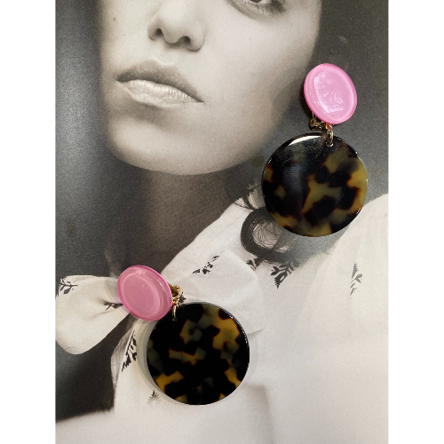 Boucles Oreilles clips rose écaille Malaga