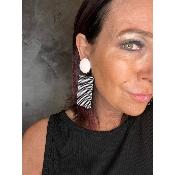 Boucles Oreilles  Dakar noir blanc