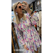 Robe imprimé pastel courte Rose