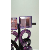 Boucles Oreilles maillons violet noir miroir