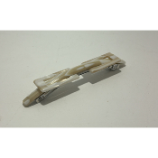 Barrette à cheveux en acétate de cellulose beige et blanc