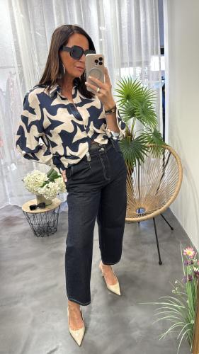 Chemise géométrique bleu marine PRIMO G&M