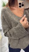 Pull taupe lurex doré SALVADOR GM