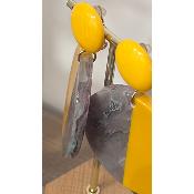 Boucles Oreilles jaune et gris