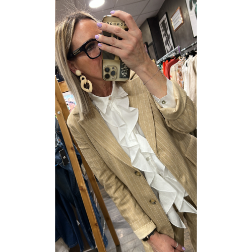 Blazer à fines rayures beige Sonia