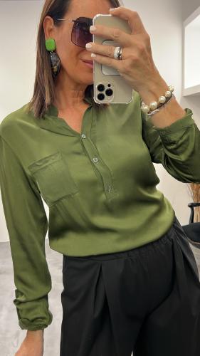 Blouse satinée kaki 50644219