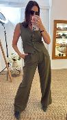 Pantalon fluide à pinces kaki M8414P