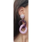Boucles Oreilles maillons violet 