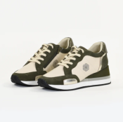 Baskets cuir DAPHNE kaki 