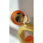 Boucles Oreilles maillons orange vert jaune 