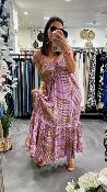 Robe longue lilas et marron M2387A MR