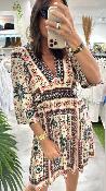 Robe courte beige et rose PEROU  G&M