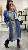 Top satin quadrillage bleu M5338C