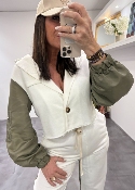Veste blazer blanc et kaki 50982239