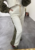 Pantalon bi matière blanc et kaki 50981239