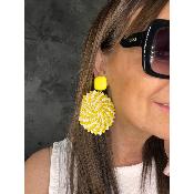 Boucles Oreilles raphia jaune naturel