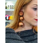 Boucles Oreilles  perles bronze givré