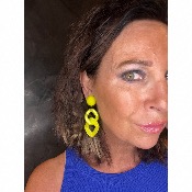 Boucles Oreilles maillons jaune vert
