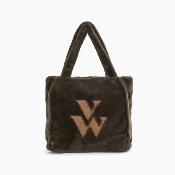 Sac cabas en fausse fourrure marron kaki Carolina 