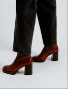 Bottines cuir à talons DAHLIA cognac 