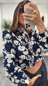 Chemise brodée marine et beige BOYE LPE