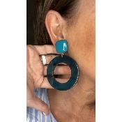 Boucles Oreilles créoles bleu canard