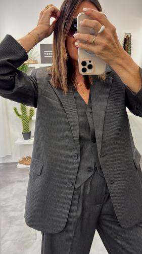 Veste Blazer anthracite et lignes grises SILLY G&M
