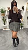 Pull col rond + cache cou amovible chocolat 054-260004 BSB