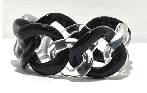 Bracelet maillons à enfiler noir gris transparent