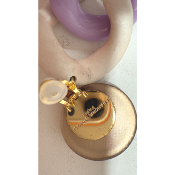 Boucles Oreilles maillons lilas et beige 