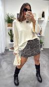 Pull col rond + cache cou amovible ivoire 054-260004 BSB 