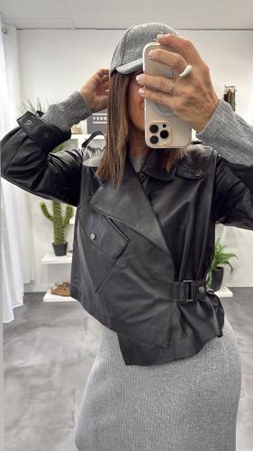 Veste en cuir souple noir T36Y0085 Souvenir 