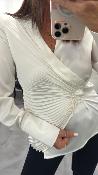 Chemise plisse satine champagne V36A0342 Souvenir