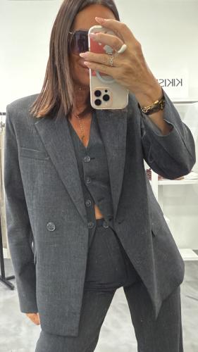 Veste Blazer grise oversize M6244G MR
