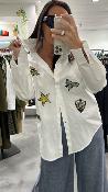 Chemise blanche oversize à écusson 51034219