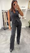 Pantalon fluide coupe droite gris fonc M8403P MR
