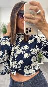 Chemise brodée marine et beige BOYE LPE