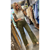 Pantalon en toile de coton kaki Sarah